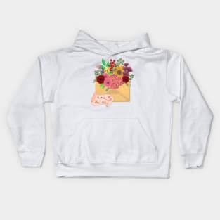 Love You floral mail Kids Hoodie